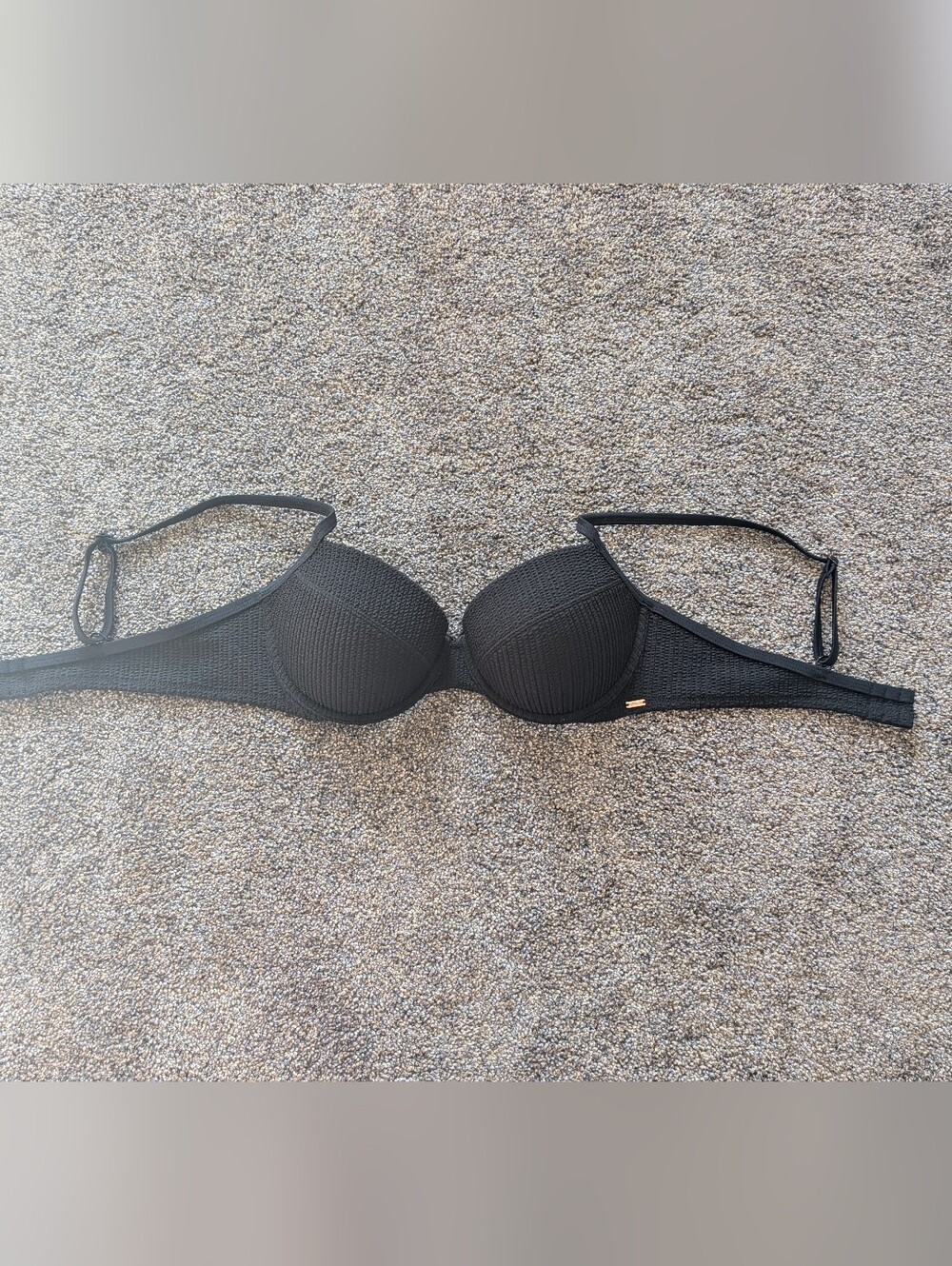 PINK Victoria's Secret Black Crinkle Bikini Top